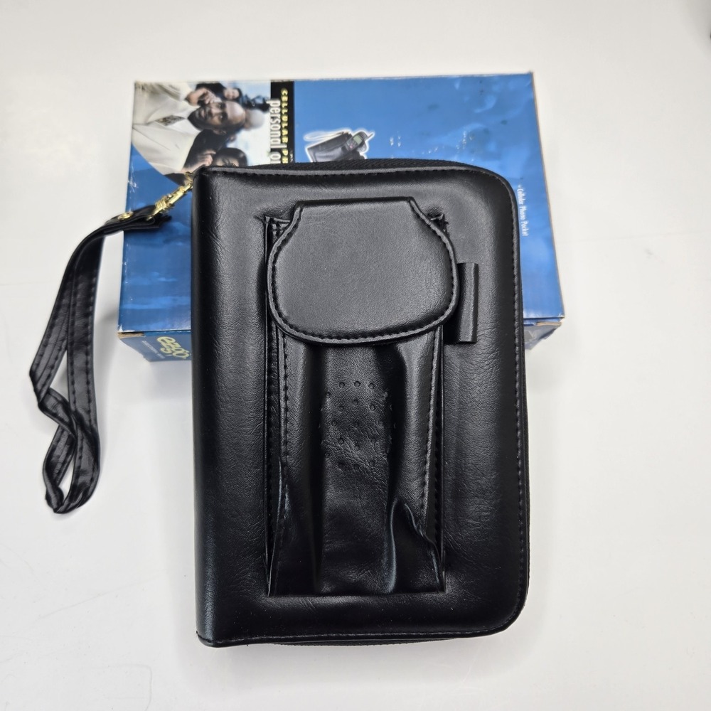 Vintage Faux Leather Personal Organizer Planner Wallet Black Cell Phone Pocket